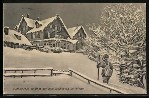 AK Inselsberg, Gothaischer Gasthof im Winter