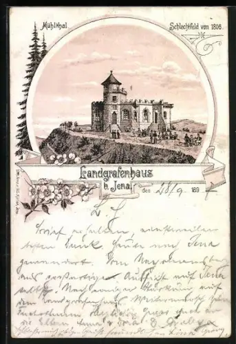 Lithographie Jena, Gasthaus zum Landgrafenhaus