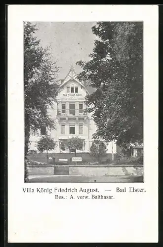 AK Bad Elster, Villa König Friedrich August, Inh. A. verw. Balthasar