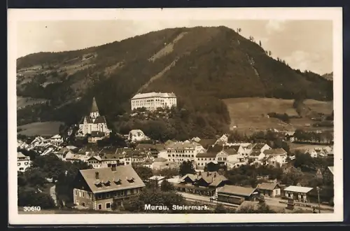 AK Murau, Totalansicht mit Bahnhof