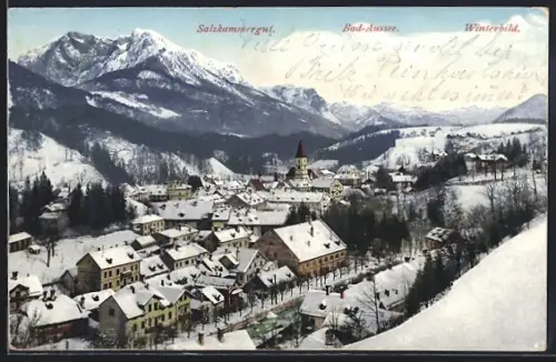 AK Bad Aussee, Blick auf die Stadt im Winter