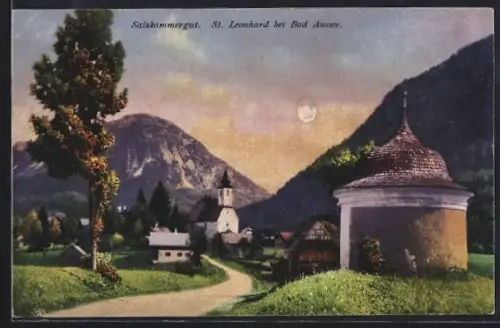 AK Bad Aussee, St. Leonhard, Weg zur Kirche