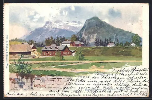 Künstler-AK Bad Aussee, Teilansicht mit Loser