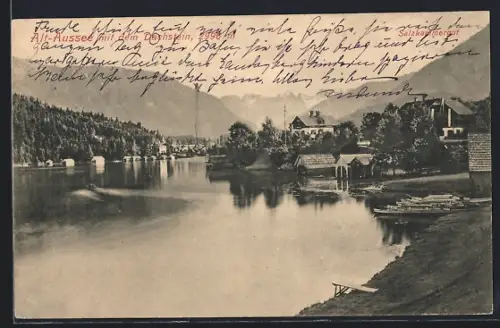 AK Alt-Aussee, Uferpartie mit Blick zum Dachstein