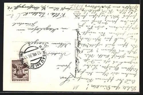 AK Ramsau, Teilansicht mit Kirche und Dachstein