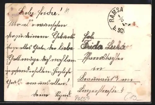 AK Ramsau /Dachstein, Platz mit Protestantischer Kirche