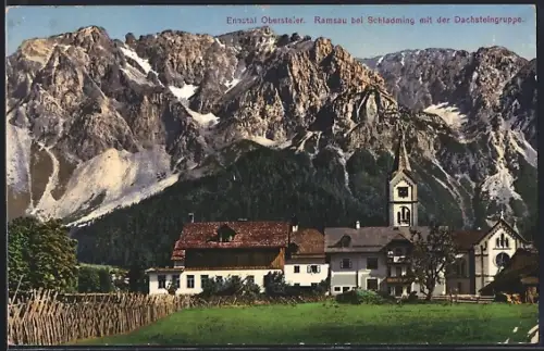 AK Ramsau bei Schladming, Kirche mit Dachsteingruppe
