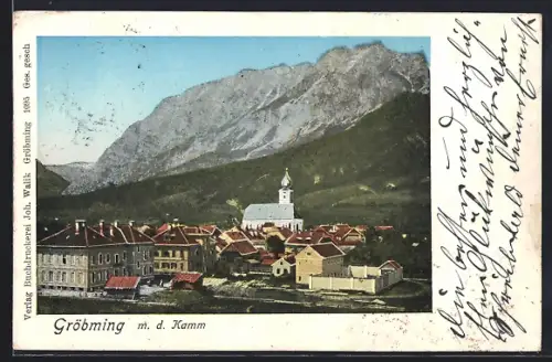 AK Gröbming, Teilansicht mit Kirche und Kamm