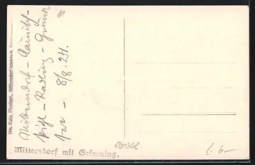 AK Mitterndorf, Ortsansicht mit Kirche und Grimming