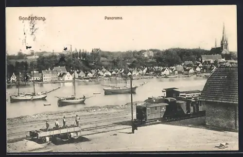 AK Sonderburg, Flusspartie mit Panorama