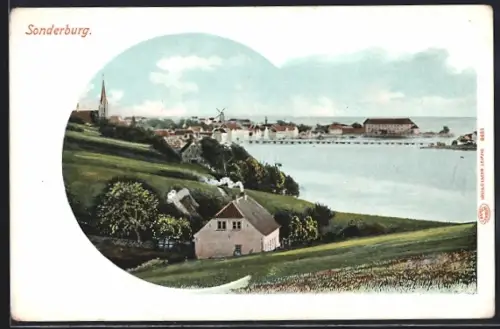 AK Sonderburg, Panorama mit Seeblick