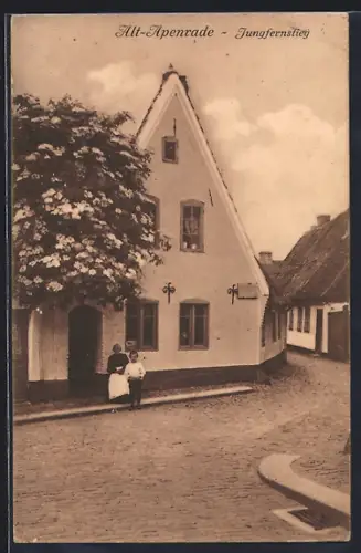 AK Alt-Apenrade, Jungfernstieg mit Wohnhaus