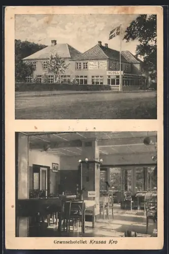 AK Dänemark, Graensehotellet Krusaa Kro, Aussen- u. Innenansicht