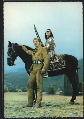 AK Schauspieler Lex Barker und Pierre Brice in dem Film Der Schatz im Silbersee