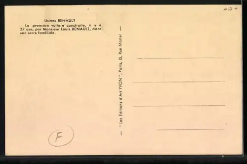AK Auto Renault, la première voiture, das erste Auto