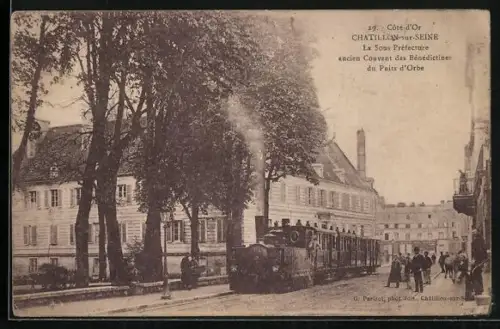 AK Chatillon-sur-Seine, La Sous-Prefecture, ancien couvent des Benedictines du Puits d`Orbe, Eisenbahn