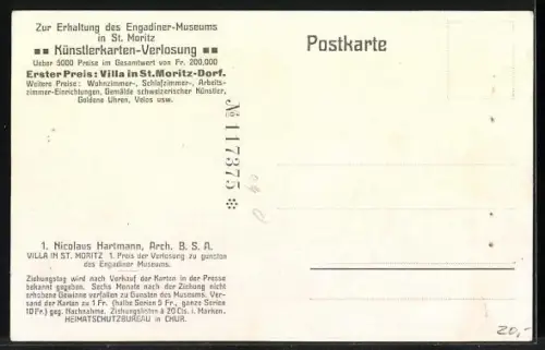 Künstler-AK St. Moritz, Villa am Berghang