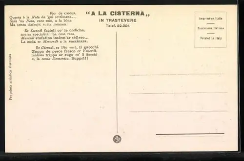 AK Roma, Ristorante A la Cisterna