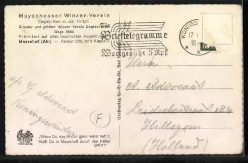 AK Mayschoss /Ahr, Winzer-Verein, Erster und ältester Winzerverein Deutschlands