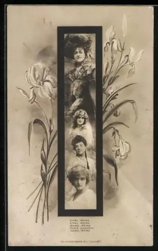 AK Porträts von Ethel Irving, Isabel Irving und Marie Illington im Buchstaben I