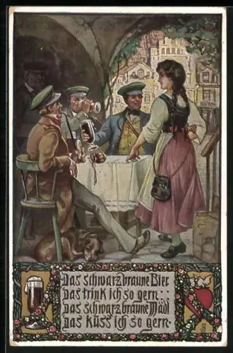 AK, Das schwarzbraune Bier, Kellnerin mit Studenten