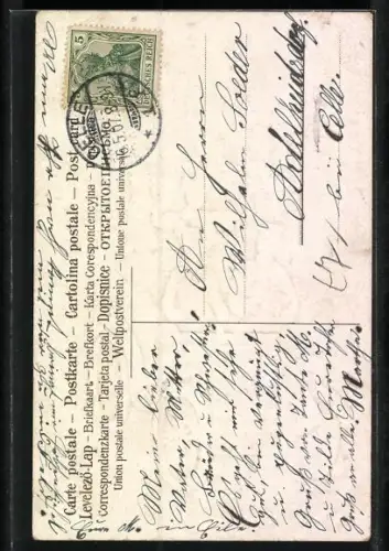 AK zwei Damen und ein Herr fahren mit dem Auto, Pfingsten