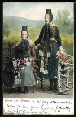AK Hessische Frauen in Tracht