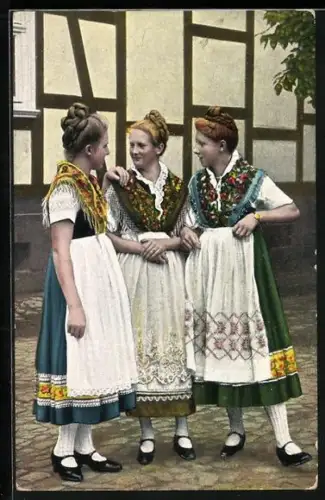 AK Hessenmädchen in Tracht