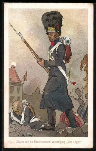 AK niederländischer Grenadier beim Strassenkampf