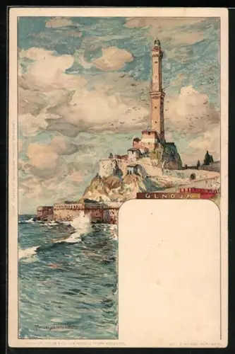 Künstler-AK Manuel Wielandt: Genova, der Leuchtturm von Genua