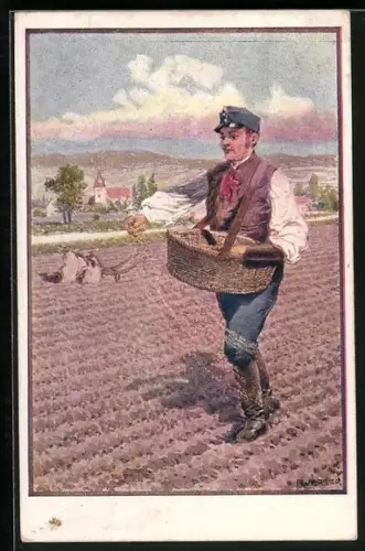 Künstler-AK Rotes Kreuz, Kriegsfürsorgeamt Nr.532, Richard Moser: Sämann aus den Invalidenschulen