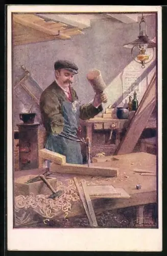 AK Rotes Kreuz Nr. 508: Tischler aus den Invalidenschulen, Kriegsfürsorge