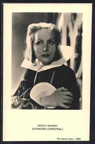 AK Schauspielerin Greta Garbo als Königin Christina in einer Filmrolle