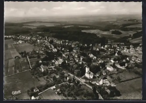 AK Flammersfeld /Westerwald, Kirche, Ortsansicht, Fliegeraufnahme