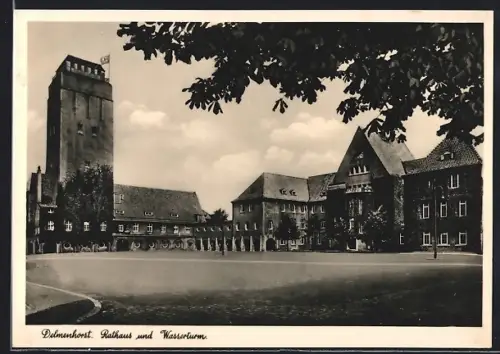 AK Delmenhorst, Rathaus, Wasserturm, flagge