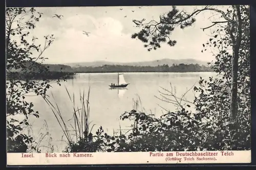 AK Deutschbaselitz, Insel, Blick nach Kamenz, Partie am Deutschbaselitzer Teich