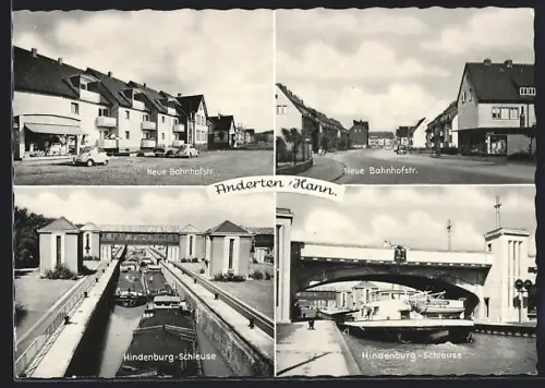 AK Anderten /Hann., Die neue Bahnhofstr. und die Hindenburg-Schleuse