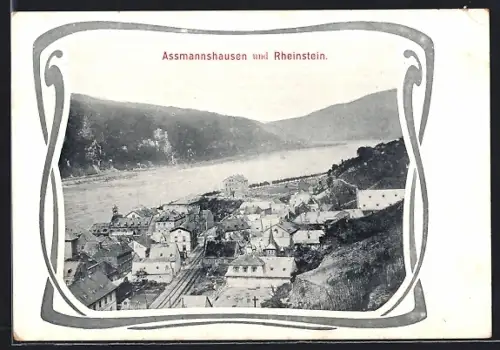 AK Assmannshausen, Ortspartie mit Rheinstein