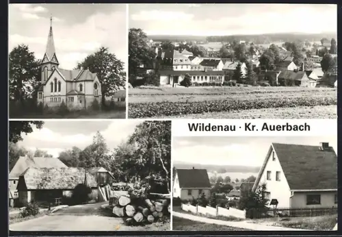 AK Wildenau Kr. Auerbach, Blick auf die Kirche, Partien im Ort