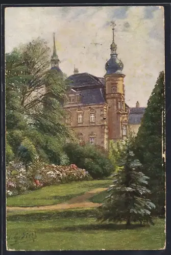 Künstler-AK Oldenburg / Gr., Schloss und Schlossgarten