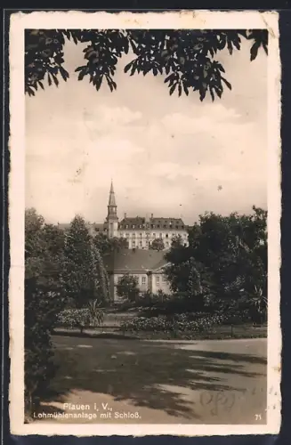 AK Plauen i. V., Lohmühlenanlage mit Schloss