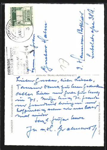 AK Hannover, Kramergasse mit Marktkirche, Weihnachtsbeleuchtung