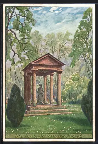 Künstler-AK Karlsruhe, Schlosspark-Tempel