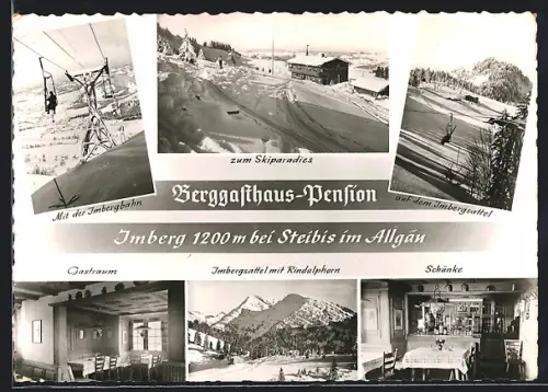 AK Steibis im Allgäu, Berggasthaus-Pension Imberg, Imbergbahn, Imbergsattel mit Rindalphorn, Gastraum