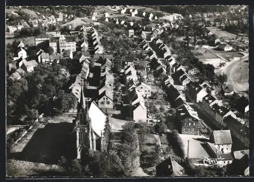 AK Dudweiler /Saar, Luftaufnahme, katholische Kirche