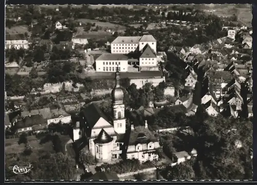AK Blieskastel /Saar, Evangelische Kirche, Lehrerinnen-Internat, Luftaufnahme