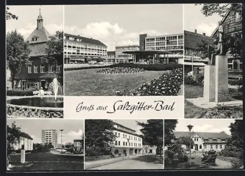 AK Salzgitter-Bad, Rathaus, Kurhaus, Denkmal