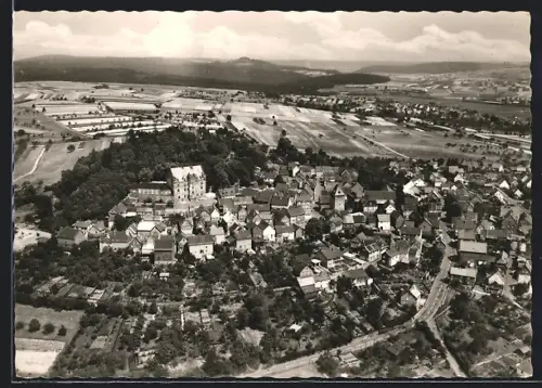 AK Staufenberg / Lahn, Ortsansicht mit Burg, Fliegeraufnahme