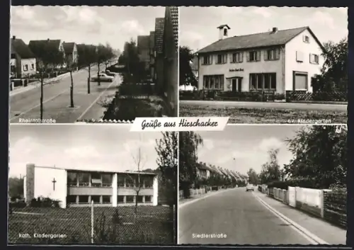AK Hirschacker, Rheintalstrasse, ev. Kindergarten, kath. Kindergarten, Siedlerstrasse