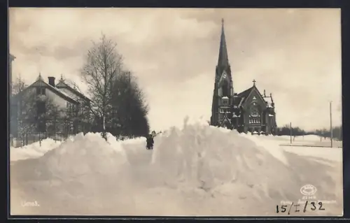 AK Umea, Kirche vom Schnee aus